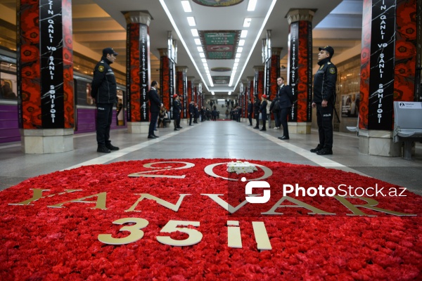 20 Yanvar şəhidlərinin xatirəsi metronun "20 Yanvar" stansiyasında yad edilir