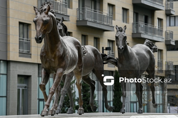 "Ağ Şəhər"də açılışı olan "Qarabağ atları" heykəltaraşlıq kompleksi