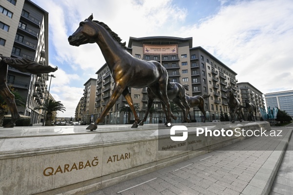 "Ağ Şəhər"də açılışı olan "Qarabağ atları" heykəltaraşlıq kompleksi