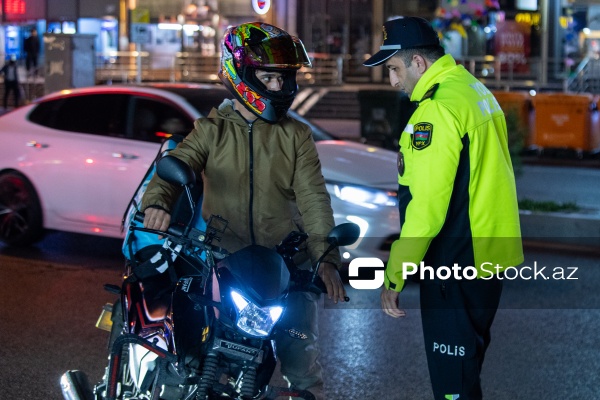 Bakıda yol polisindən motosiklet sürücülərinə qarşı gecə reydi