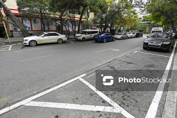 Bakının Nərimanov rayonunda səkidə pullu parklanma yeri quruldu