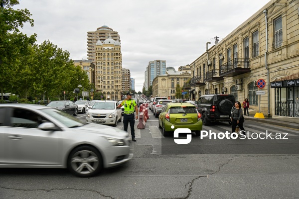 Bakının mərkəzində müşahidə edilən tıxac