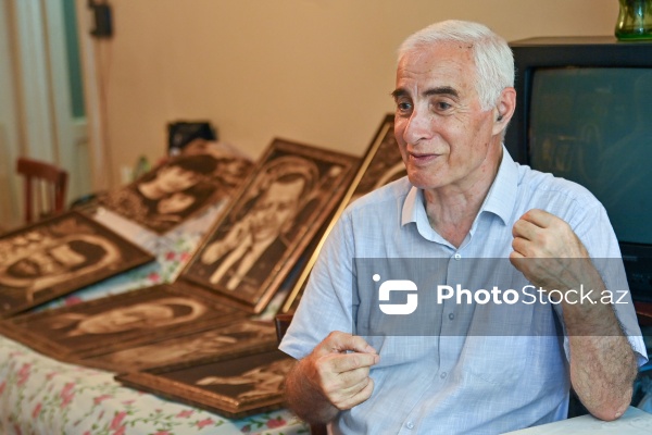 Cərrah bıçağı ilə rəsm çəkən 71 yaşlı rəssam Hüseyn Mirtəqəvi