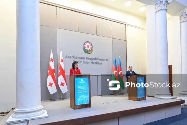 Ceyhun Bayramov və Maka Boçorişvilinin birgə mətbuat konfransı