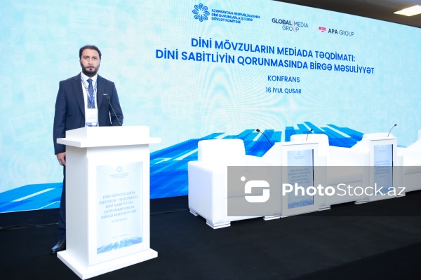 Ramin Cəfərov - "Dini mövzuların mediada təqdimatı: dini sabitliyin qorunmasında birgə məsuliyyət" mövzusunda konfransda