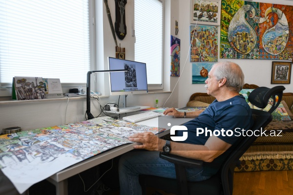 Doğulduğu Bakı şəhərindən ilham alan rəssam Tahir Şıxəliyev