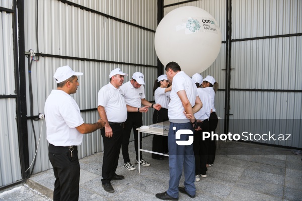 Maştağa qəsəbəsində yerləşən aerostansiyadan ilk radiozond hava şarının buraxılışı mərasimi