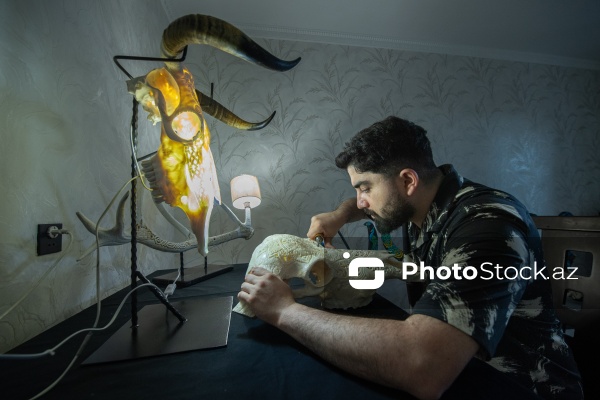Heyvan sümükləri üzərində oyma və bədii işləmə sənəti ilə məşğul olan Nicat Şükürov