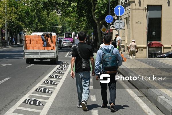 Piyadaların və avtomobillərin istifadəsində olan velosiped zolaqları