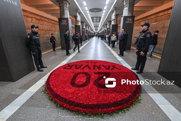 20 Yanvar şəhidlərinin xatirəsi metronun “20 Yanvar” stansiyasında anılıb