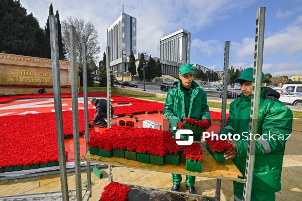 Şəhidlər xiyabanında 20 Yanvar faciəsinin ildönümü ilə bağlı aparılan hazırlıq işləri