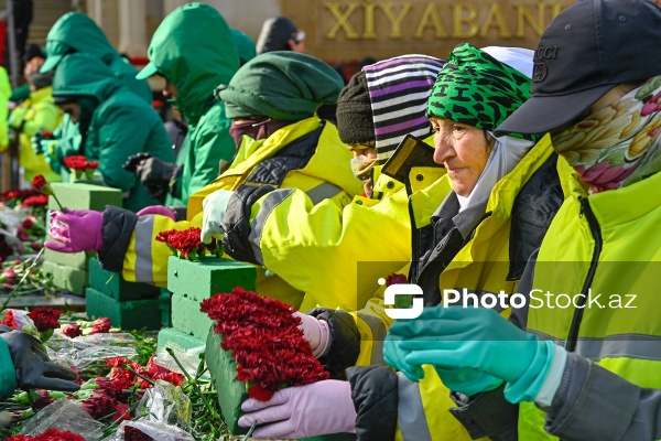 Şəhidlər xiyabanında 20 Yanvar faciəsinin ildönümü ilə bağlı aparılan hazırlıq işləri