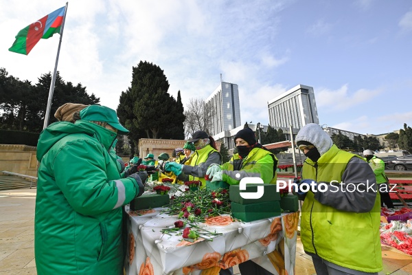 Şəhidlər xiyabanında 20 Yanvar faciəsinin ildönümü ilə bağlı aparılan hazırlıq işləri
