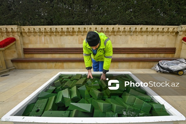 Şəhidlər xiyabanında 20 Yanvar faciəsinin ildönümü ilə bağlı aparılan hazırlıq işləri
