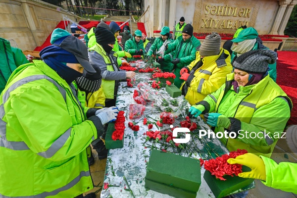 Şəhidlər xiyabanında 20 Yanvar faciəsinin ildönümü ilə bağlı aparılan hazırlıq işləri