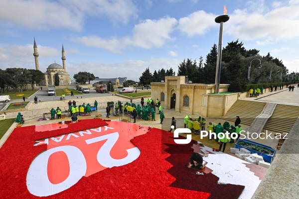 Şəhidlər xiyabanında 20 Yanvar faciəsinin ildönümü ilə bağlı aparılan hazırlıq işləri