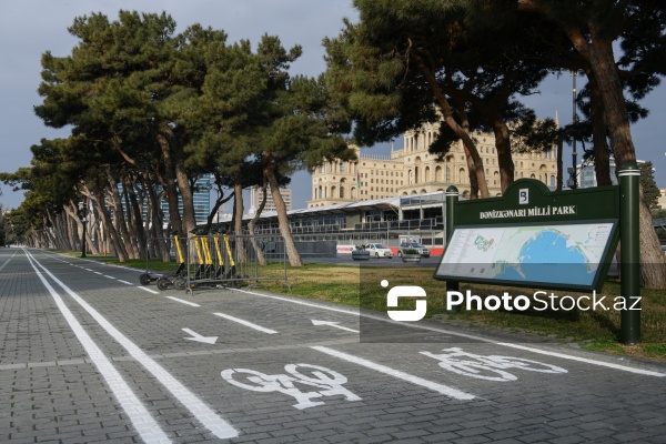 Dənizkənarı milli parkda çəkilmiş velosiped zolağı