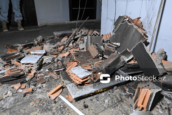 Yasamaldakı binada baş verən yanğından son görüntülər