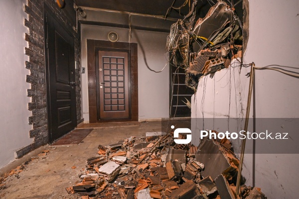 Yasamaldakı binada baş verən yanğından son görüntülər