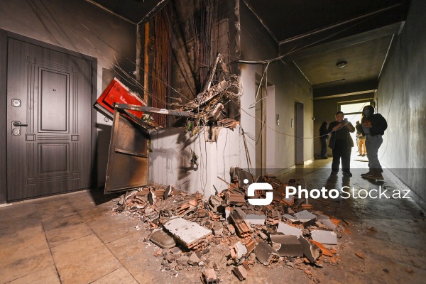 Yasamaldakı binada baş verən yanğından son görüntülər