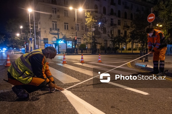 Küçə və prospektlərdə yol nişanlanma xətlərinin çəkilməsi və yenilənməsi