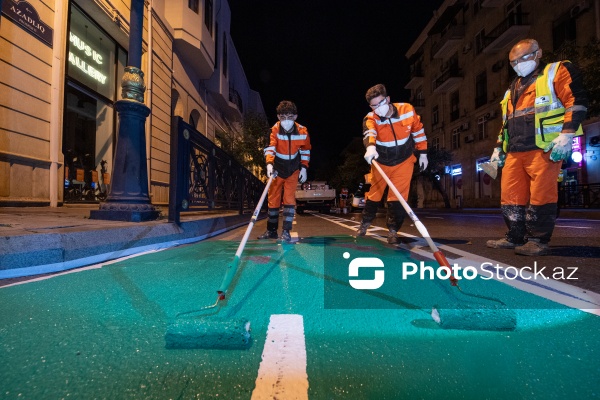 Küçə və prospektlərdə yol nişanlanma xətlərinin çəkilməsi və yenilənməsi