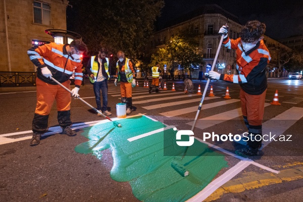 Küçə və prospektlərdə yol nişanlanma xətlərinin çəkilməsi və yenilənməsi