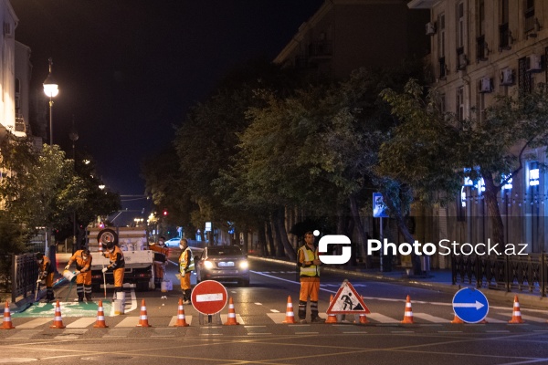 Küçə və prospektlərdə yol nişanlanma xətlərinin çəkilməsi və yenilənməsi